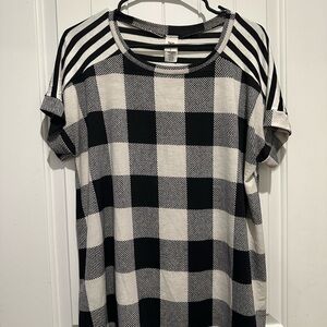 Sew in Love Black and White Checkered Women's Top